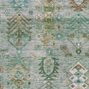 HomeRoots 10' X 14' Sage and Copper Southwestern Area Rug - Washable, UV-Protected, Durable Design for Homes 716479