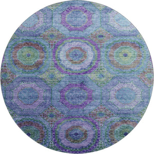 HomeRoots 8' X 10' Blue and Purple Geometric Washable Area Rug – UV Protected, Stain Resistant, Modern Design 716483