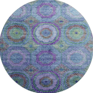 HomeRoots 8' X 10' Blue and Purple Geometric Washable Area Rug – UV Protected, Stain Resistant, Modern Design 716483