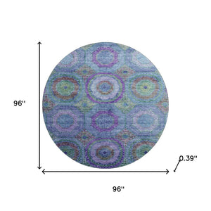 HomeRoots 8' X 10' Blue and Purple Geometric Washable Area Rug – UV Protected, Stain Resistant, Modern Design 716483