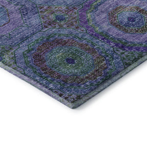 HomeRoots 9' X 12' Blue and Purple Geometric Area Rug - Washable, UV-Protected, Durable for High-Traffic Areas 716484