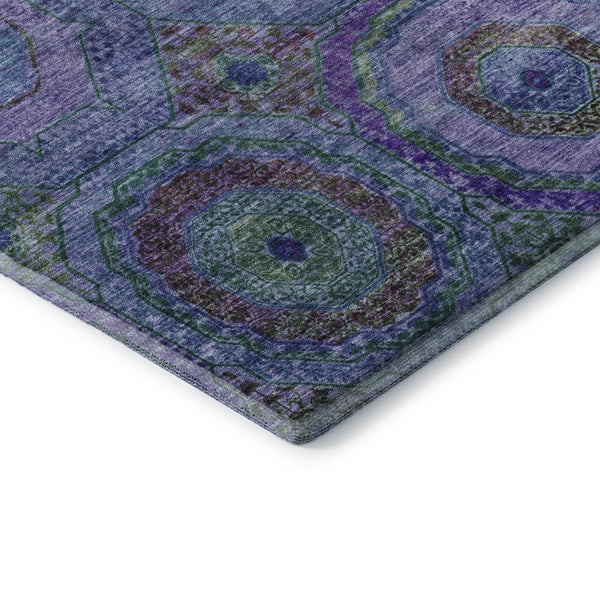 HomeRoots 9' X 12' Blue and Purple Geometric Area Rug - Washable, UV-Protected, Durable for High-Traffic Areas 716484