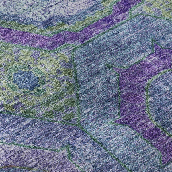 HomeRoots 9' X 12' Blue and Purple Geometric Area Rug - Washable, UV-Protected, Durable for High-Traffic Areas 716484