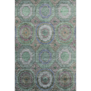 HomeRoots 10' X 14' Modern Green and Gray Geometric Area Rug - Washable, Stain Resistant, UV Protected! 716491