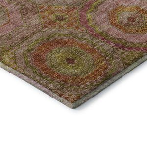 HomeRoots 5' X 8' Vibrant Orange and Pink Geometric Area Rug – Washable, UV Protected, Durable & Stylish Accent 716493