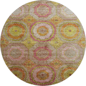 HomeRoots 8' X 10' Vibrant Orange & Pink Geometric Washable Area Rug - UV Protected, Stain Resistant Design 716495