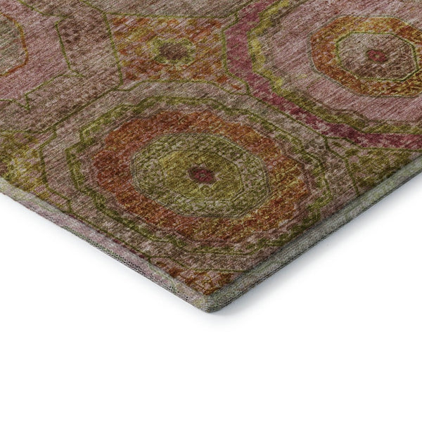 HomeRoots 8' X 10' Vibrant Orange & Pink Geometric Washable Area Rug - UV Protected, Stain Resistant Design 716495