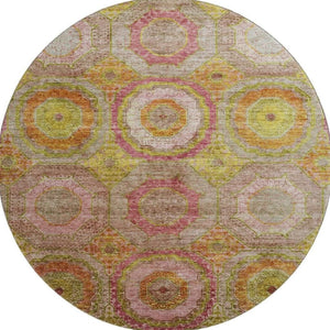 HomeRoots 8' X 10' Vibrant Orange & Pink Geometric Washable Area Rug - UV Protected, Stain Resistant Design 716495