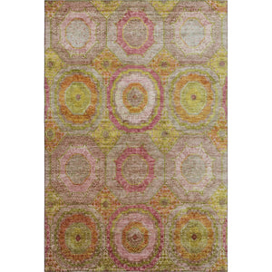 HomeRoots 9' X 12' Vibrant Orange & Pink Geometric Washable Area Rug with UV Protection for Modern Spaces 716496