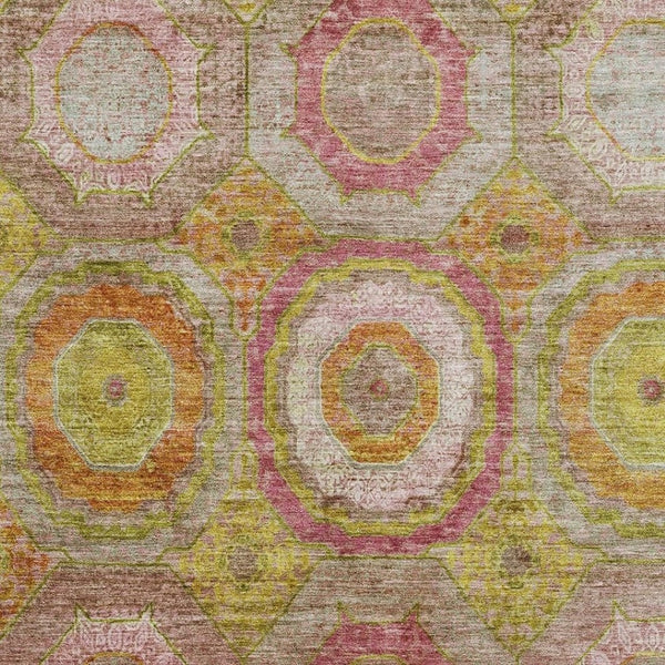 HomeRoots 9' X 12' Vibrant Orange & Pink Geometric Washable Area Rug with UV Protection for Modern Spaces 716496