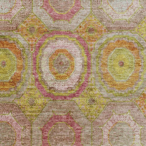 HomeRoots 10' X 14' Stylish Washable Area Rug in Orange & Pink - UV Protected, Durable for High-Traffic Spaces 716497