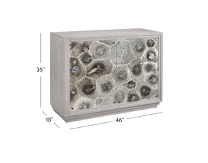 Basset Mirror Peninsula Ridge Bar Cabinet - Modern Driftwood Gray Finish With Unique Petoskey Stone Pattern Design Gray Wood 7165-lr-508