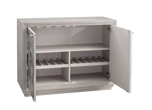 Basset Mirror Peninsula Ridge Bar Cabinet - Modern Driftwood Gray Finish With Unique Petoskey Stone Pattern Design Gray Wood 7165-lr-508