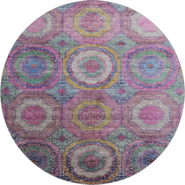 HomeRoots 8' X 10' Vibrant Pink and Blue Geometric Washable Area Rug with UV Protection for Kids & Pets 716501