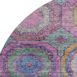 HomeRoots 8' X 10' Vibrant Pink and Blue Geometric Washable Area Rug with UV Protection for Kids & Pets 716501