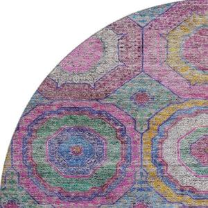 HomeRoots 8' X 10' Vibrant Pink and Blue Geometric Washable Area Rug with UV Protection for Kids & Pets 716501