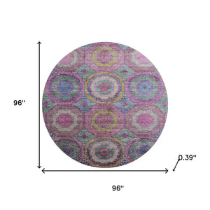 HomeRoots 8' X 10' Vibrant Pink and Blue Geometric Washable Area Rug with UV Protection for Kids & Pets 716501