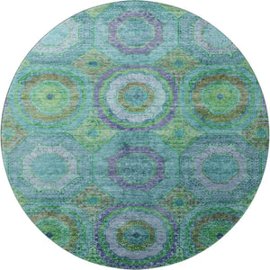 HomeRoots 8' X 10' Vibrant Teal and Lime Green Geometric Washable Area Rug with UV Protection & Stain Resistance 716513