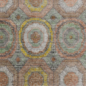 HomeRoots 5' X 8' Sage and Gold Geometric Area Rug - Washable, Stain Resistant, UV Protected for Modern Spaces 716517