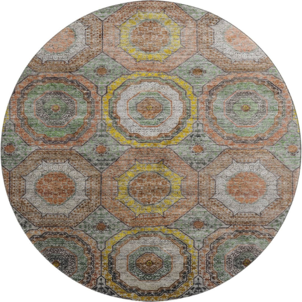 HomeRoots 8' X 10' Stylish Sage & Gold Geometric Area Rug - Washable, Stain-Resistant, UV Protected & Durable! 716519