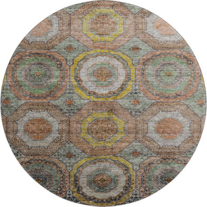 HomeRoots 8' X 10' Stylish Sage & Gold Geometric Area Rug - Washable, Stain-Resistant, UV Protected & Durable! 716519