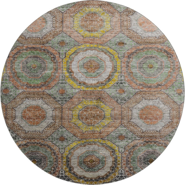 HomeRoots 8' X 10' Stylish Sage & Gold Geometric Area Rug - Washable, Stain-Resistant, UV Protected & Durable! 716519