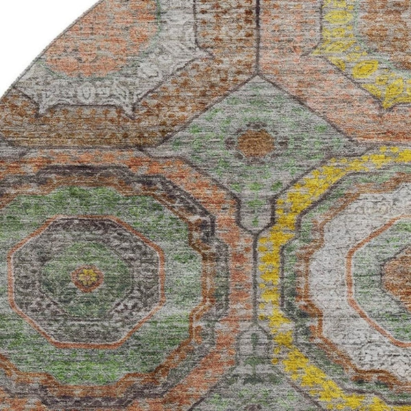 HomeRoots 8' X 10' Stylish Sage & Gold Geometric Area Rug - Washable, Stain-Resistant, UV Protected & Durable! 716519