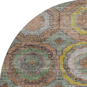 HomeRoots 8' X 10' Stylish Sage & Gold Geometric Area Rug - Washable, Stain-Resistant, UV Protected & Durable! 716519
