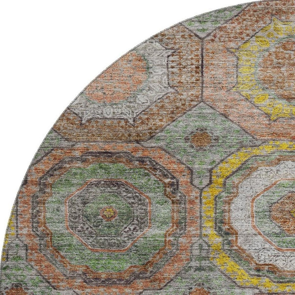 HomeRoots 8' X 10' Stylish Sage & Gold Geometric Area Rug - Washable, Stain-Resistant, UV Protected & Durable! 716519