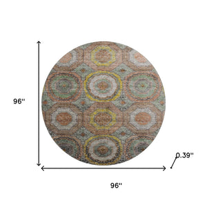 HomeRoots 8' X 10' Stylish Sage & Gold Geometric Area Rug - Washable, Stain-Resistant, UV Protected & Durable! 716519