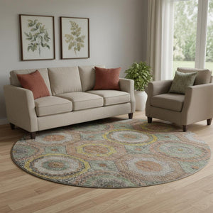 HomeRoots 8' X 10' Stylish Sage & Gold Geometric Area Rug - Washable, Stain-Resistant, UV Protected & Durable! 716519