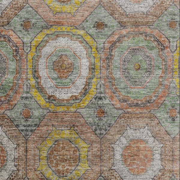 HomeRoots 9' X 12' Sage and Gold Geometric Washable Area Rug - Stylish, Durable, UV-Protected for Busy Homes 716520