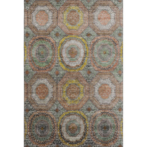 HomeRoots 10' X 14' Sage and Gold Geometric Area Rug - Washable, UV-Protected, Durable for High-Traffic Spaces 716521