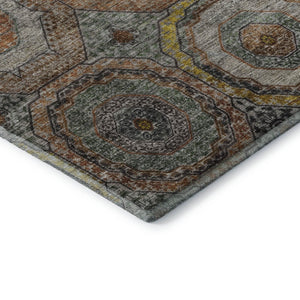 HomeRoots 10' X 14' Sage and Gold Geometric Area Rug - Washable, UV-Protected, Durable for High-Traffic Spaces 716521