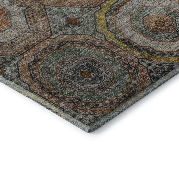 HomeRoots 10' X 14' Sage and Gold Geometric Area Rug - Washable, UV-Protected, Durable for High-Traffic Spaces 716521