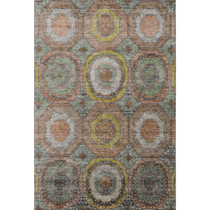 HomeRoots 10' X 14' Sage and Gold Geometric Area Rug - Washable, UV-Protected, Durable for High-Traffic Spaces 716521