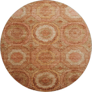 HomeRoots 8' X 10' Washable Terra Cotta & Copper Geometric Area Rug with UV Protection for Modern Spaces 716531