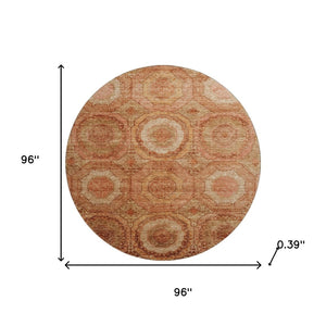HomeRoots 8' X 10' Washable Terra Cotta & Copper Geometric Area Rug with UV Protection for Modern Spaces 716531