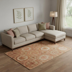 HomeRoots 9' X 12' Stylish Terra Cotta & Copper Geometric Washable Area Rug with UV Protection for Homes 716532