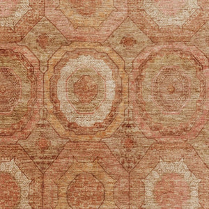 HomeRoots 10' X 14' Terra Cotta & Copper Geometric Washable Area Rug – UV Protected, Stylish & Durable Design 716533