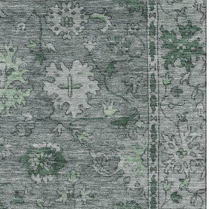 HomeRoots 5' X 8' Sage and Gray Oriental Area Rug - Washable, UV Protected, Stain Resistant for Families & Pets 716535