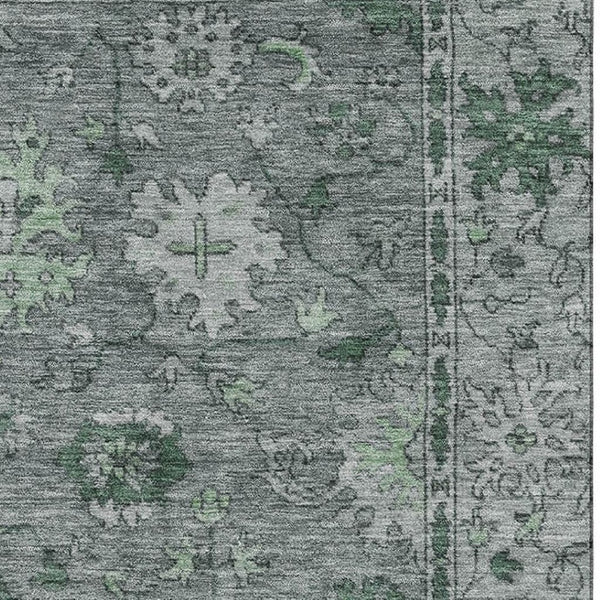 HomeRoots 5' X 8' Sage and Gray Oriental Area Rug - Washable, UV Protected, Stain Resistant for Families & Pets 716535