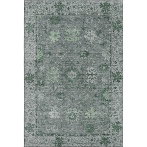 HomeRoots 8' Elegant Sage and Gray Oriental Round Rug – Washable, Stain-Resistant, UV-Protected for Busy Homes 716536