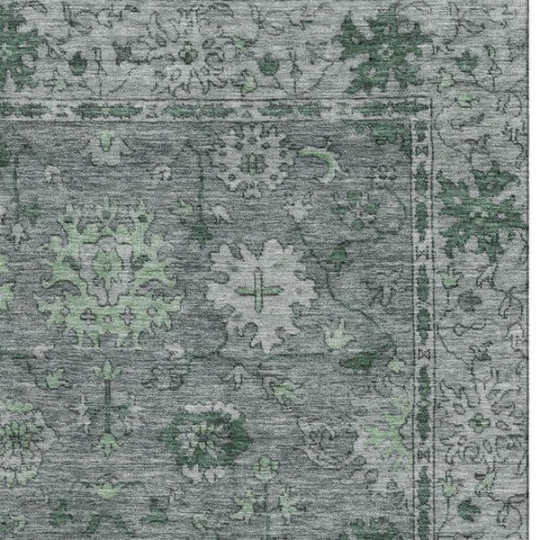 HomeRoots 8' Elegant Sage and Gray Oriental Round Rug – Washable, Stain-Resistant, UV-Protected for Busy Homes 716536