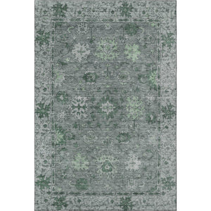 HomeRoots 8' Elegant Sage and Gray Oriental Round Rug – Washable, Stain-Resistant, UV-Protected for Busy Homes 716536