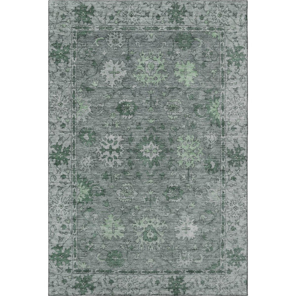 HomeRoots 8' Elegant Sage and Gray Oriental Round Rug – Washable, Stain-Resistant, UV-Protected for Busy Homes 716536