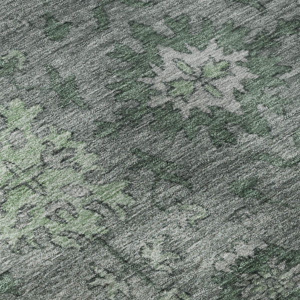 HomeRoots 8' Elegant Sage and Gray Oriental Round Rug – Washable, Stain-Resistant, UV-Protected for Busy Homes 716536