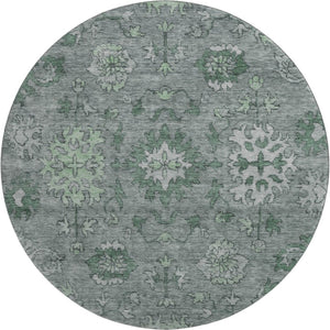 HomeRoots 8' X 10' Stylish Sage and Gray Oriental Washable Area Rug – Stain Resistant, UV Protected, Durable Design 716537