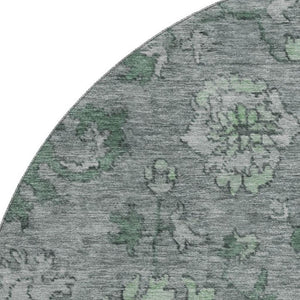 HomeRoots 8' X 10' Stylish Sage and Gray Oriental Washable Area Rug – Stain Resistant, UV Protected, Durable Design 716537