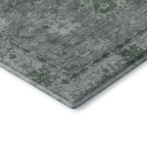 HomeRoots 8' X 10' Stylish Sage and Gray Oriental Washable Area Rug – Stain Resistant, UV Protected, Durable Design 716537